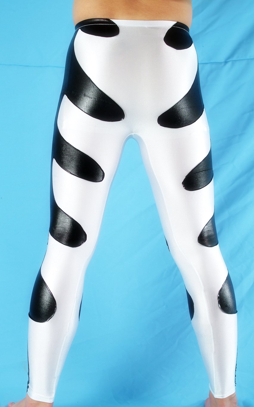 Black White Spandex Leggings For Men